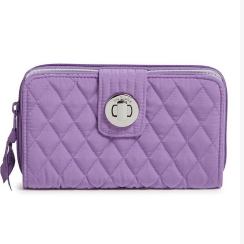 NEW VERA BRADLEY RFID Turn Lock Wallet Mokara Orchid Lavender